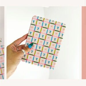 Pink Floral Grid Tablet Sleeve - Lightweight Protective Case